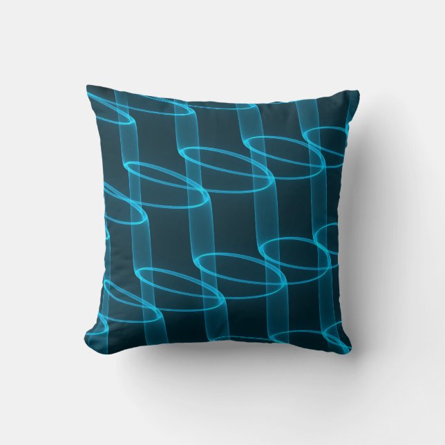 Cool Luminous Blue Wave Pattern Throw Pillow (Front)