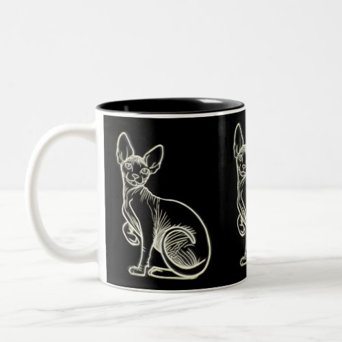 Cool luminous sphinx cat Two_Tone coffee mug