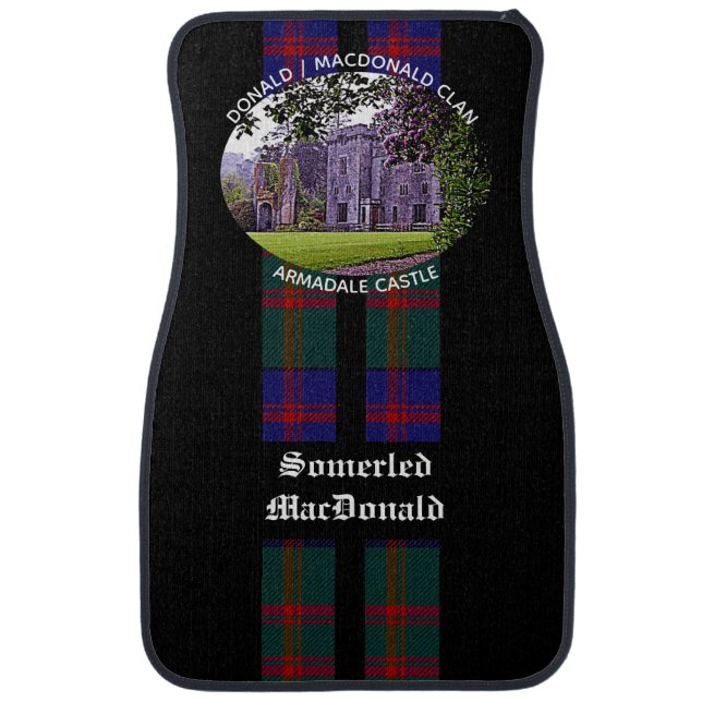Cool MacDonald Clan Castle Name Tartan Black White Car Floor Mat (Front)