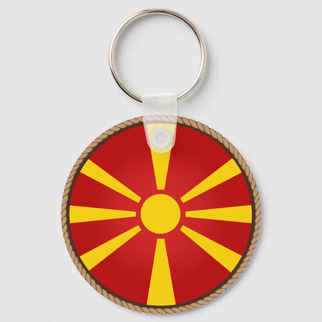 Cool Macedonia Flag Seal Keychain (Front)
