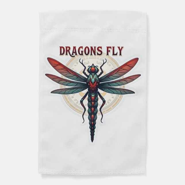 Cool Machined Steampunk Dragonfly - Dragons Fly -  Garden Flag (Front)