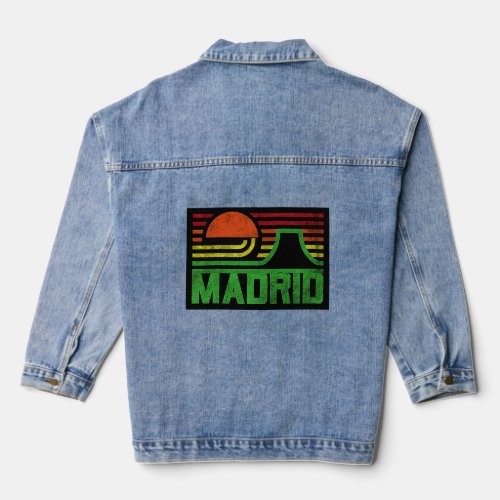 Cool Madrid Spain Espana Abstract Square Graphic  Denim Jacket