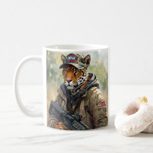 Cool MAGA Big Cat with Gun & Camouflage JAGUAR Coffee Mug