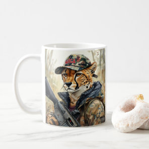Cool MAGA Cat with Gun & Camouflage CHEETAH Coffee Mug