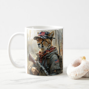 Cool MAGA Cat with Gun & Camouflage CHEETAH Coffee Mug