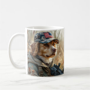 Cool MAGA Dog with Gun and Camouflage Cute puppy Coffee Mug