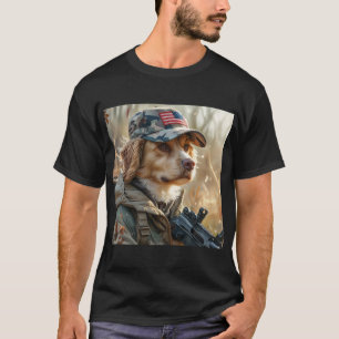 Cool MAGA Dog with Gun and Camouflage Cute puppy T-Shirt