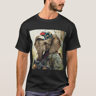 Cool MAGA Elephant with Gun & Camouflage AMERICA T-Shirt