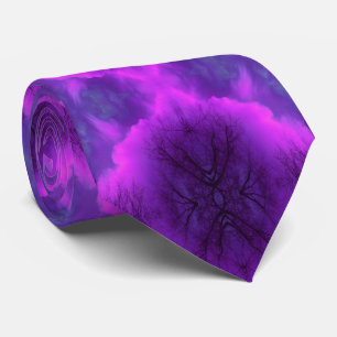 Cool Magenta and Purple Abstract Cloud Mandala Neck Tie