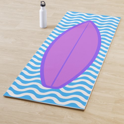 Cool Magenta Blue Waves Surfing Yoga Mat