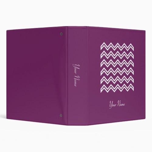 Cool Magenta Purple Chevron Pattern 3 Ring Binder