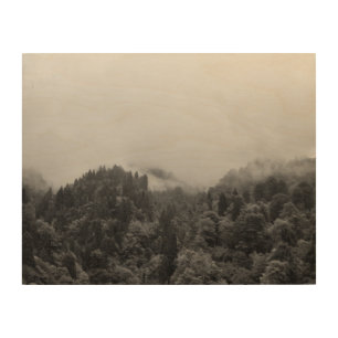 Cool, magical foggy nature wood wall art