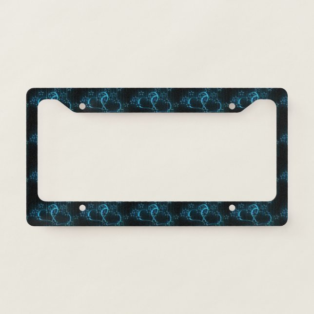 Cool Magnificent Christmas Blue Heart Star License Plate Frame (Front)
