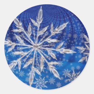 Cool Magnificent Glittering Blue Snowflake Classic Round Sticker