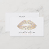 Cool Makeup Artist Gold Lips Logo Beauty Salon Business Card (Front/Back)