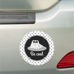 Cool Maltese Dog with Sunglasses - Cute Car Magnet
