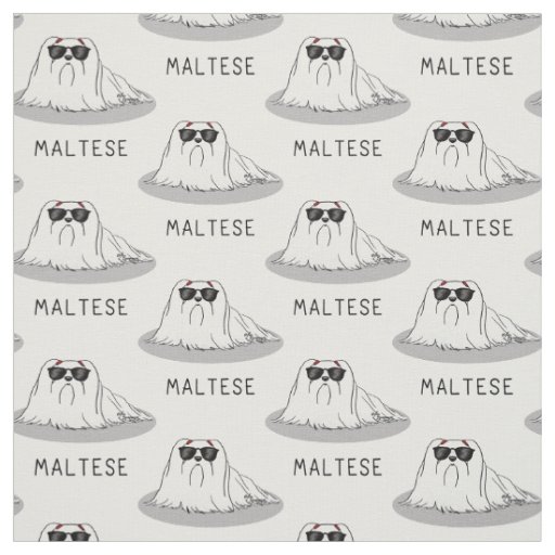Cool Maltese Dog with Sunglasses - Cute Fabric