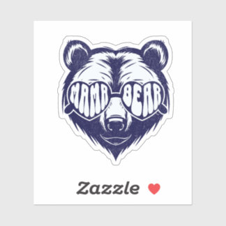 Cool Mama Bear Wearing Sunglasses Navy Blue Animal Sticker