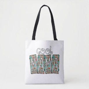 Cool Mama Plaid Turquoise Leopard Box Doodle Mommy Tote Bag