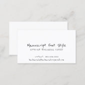 cool manuscript font-style informal white business card (Front/Back)