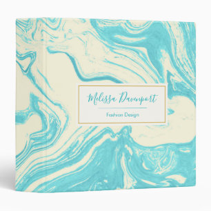 Cool Marble Design in Turquoise and Cream Binder