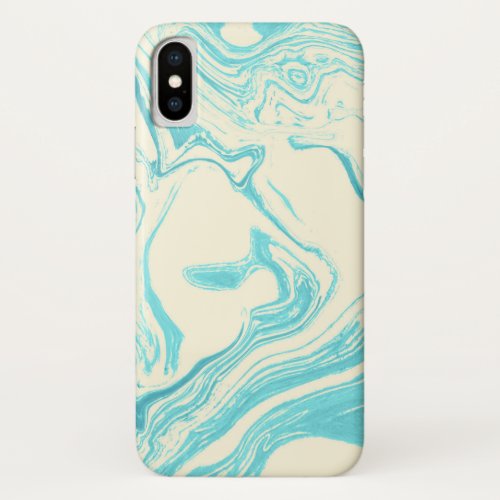 Cool Marble Design in Turquoise and Cream iPhone X Case