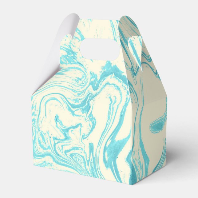 Cool Marble Design in Turquoise and Cream Favor Boxes (Back Side)