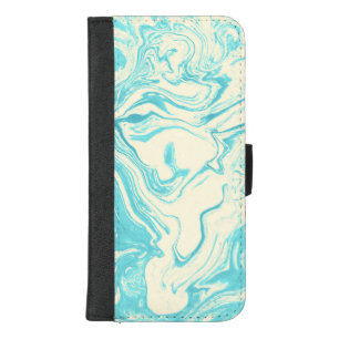 Cool Marble Design in Turquoise and Cream iPhone 8/7 Plus Wallet Case