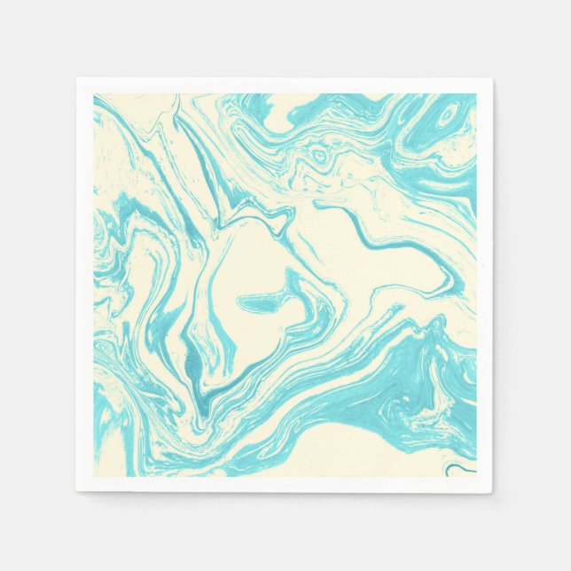 Cool Marble Design in Turquoise and Cream Napkins (Front)