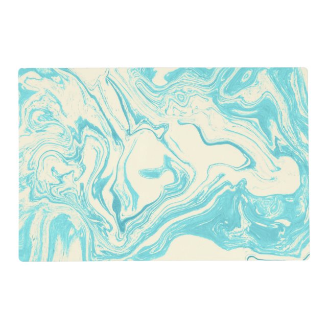 Cool Marble Design in Turquoise and Cream Placemat (Front)