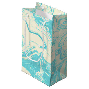 Cool Marble Design in Turquoise and Cream Small Gift Bag