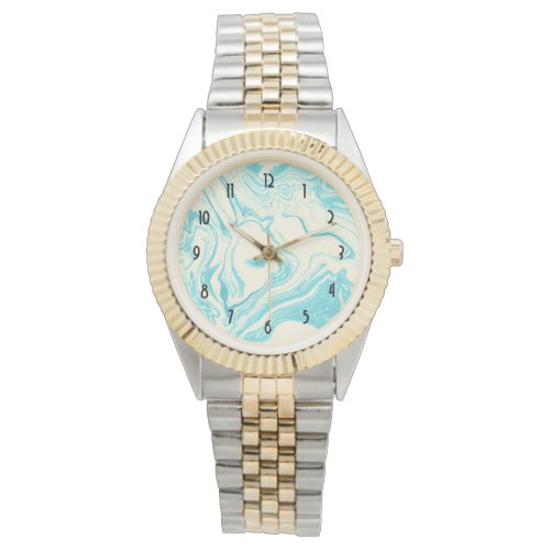 Cool Marble Design in Turquoise and Cream Watch