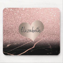 Cool Marble,Glitter , Heart  -Personalized Mouse Pad