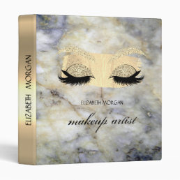Cool Marble,Gold Brush Stroke,Glitter Faux Lashes 3 Ring Binder