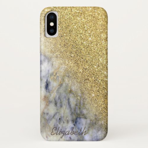 Cool Marble  Gold Glitter Ombre _ Personalized iPhone XS Case