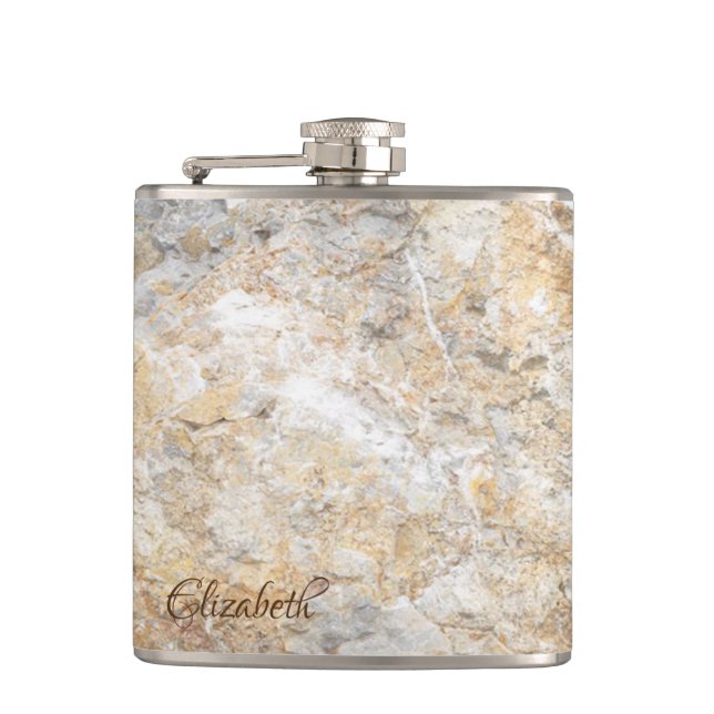 Cool Marble Granite Rock Stone Texture Flask (Front)