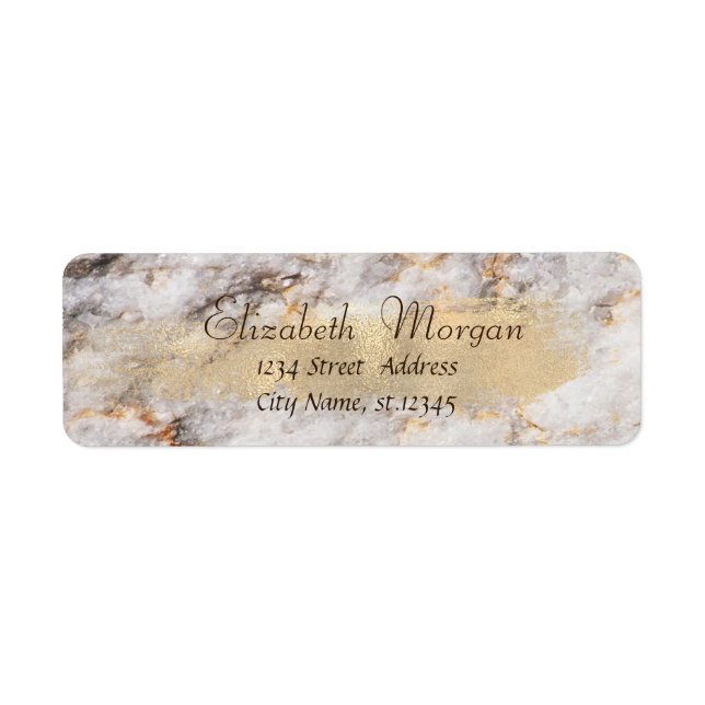 Cool Marble Granite Stone,  Faux Gold Brush Stroke Label (Front)