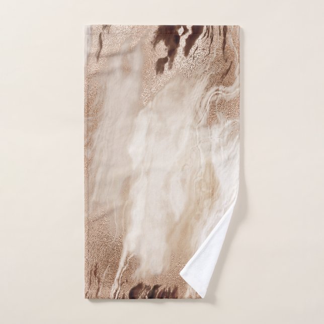 Cool Marble Granite Texture Brown Gold Bath Towel Set (Hand Towel)