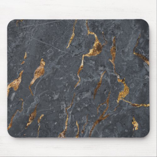 Cool Marble Gray Gold Mouse Pad