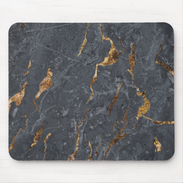 Cool Marble Gray Gold Mouse Pad (Front)
