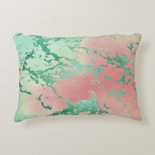 Cool Marble   Lovely Pastel Coral and Green Ombre Accent Pillow