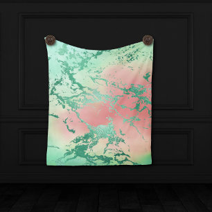 Cool Marble Lovely Pastel Coral and Green Ombre Fleece Blanket