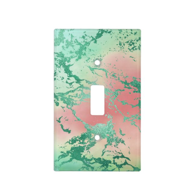 Cool Marble | Lovely Pastel Coral and Green Ombre Light Switch Cover (Front)