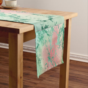 Cool Marble Lovely Pastel Coral and Green Ombre Short Table Runner
