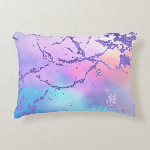 Cool Marble  Lovely Pastel Purple Blue Pink Ombre Accent Pillow