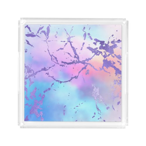 Cool Marble  Lovely Pastel Purple Blue Pink Ombre Acrylic Tray