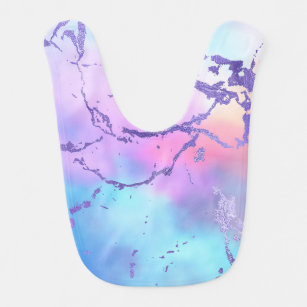 Cool Marble   Lovely Pastel Purple Blue Pink Ombre Baby Bib