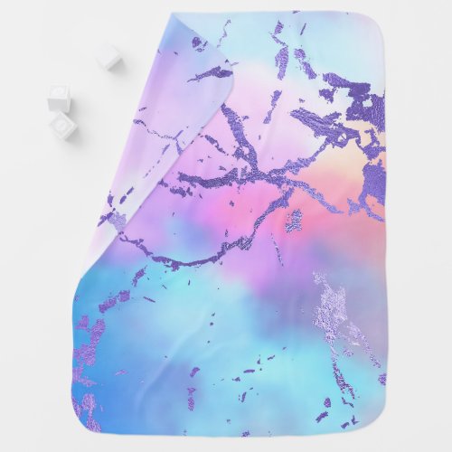 Cool Marble  Lovely Pastel Purple Blue Pink Ombre Baby Blanket