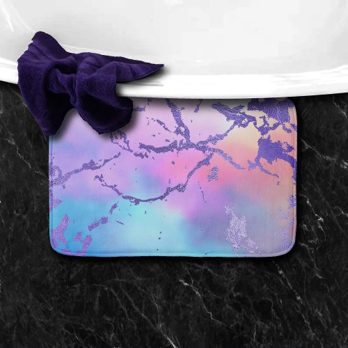 Cool Marble  Lovely Pastel Purple Blue Pink Ombre Bath Mat