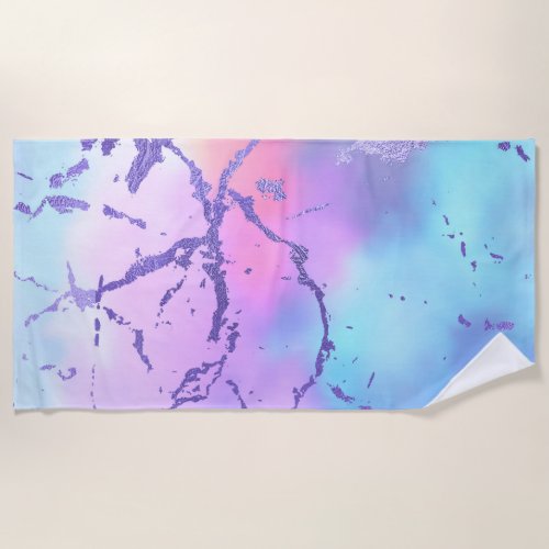 Cool Marble  Lovely Pastel Purple Blue Pink Ombre Beach Towel